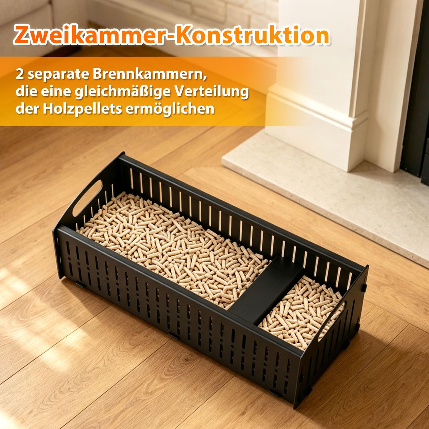 Cesta de pellets para chimenea y estufa de leña, 48 x 20 x 17