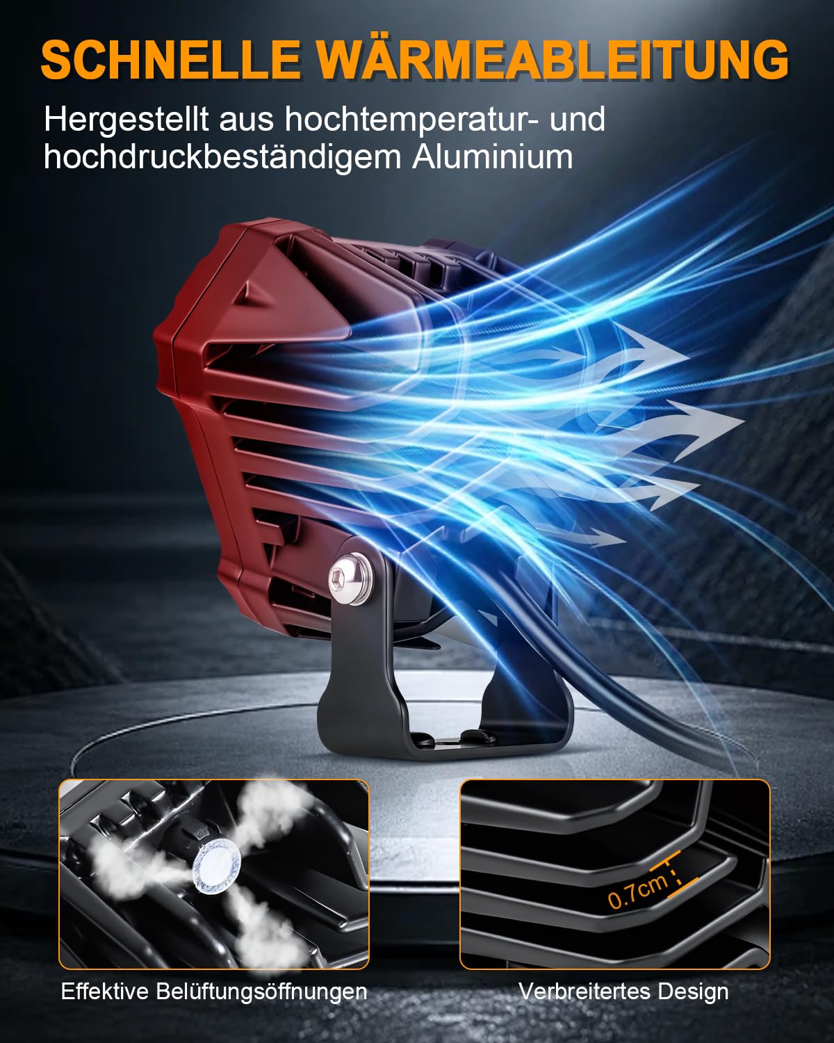antom 2 Stück LED Arbeitsscheinwerfer 12V/24V 186W 4,5 m Kabelsatz
