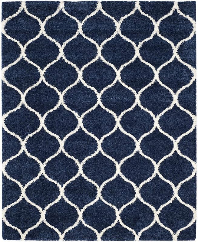 Image of TRANQUIL Polyester Fluffy Fur Rug Shaggy Modern Carpet for Living Room, Bedroom, Guest Room, Kids Room (6x9 Feet, Blue Ivory)