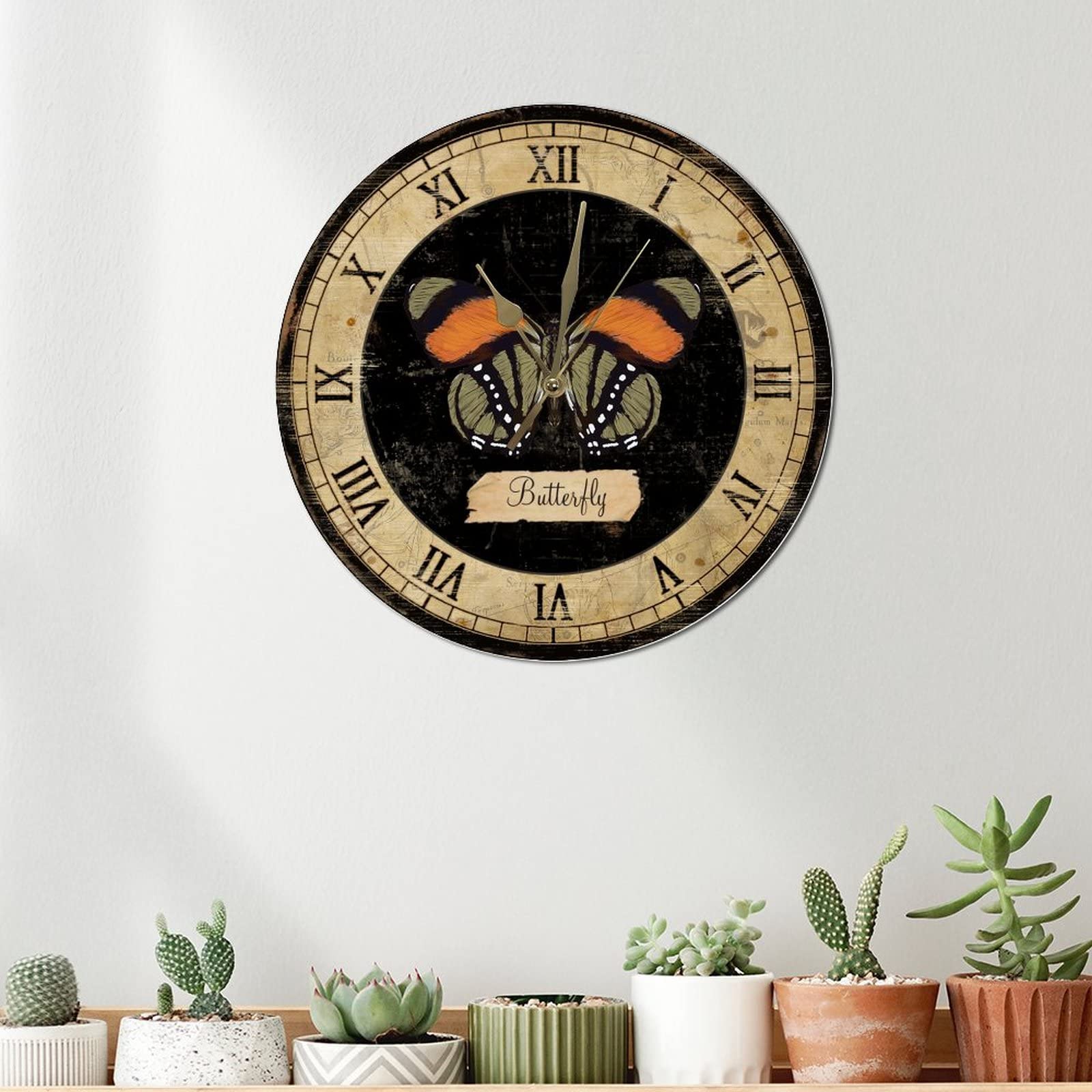 Orologio a farfalla Farfalla Vacanza Appeso Orologio da Parete 15 Movimento Silenzioso Funzionamento a Batteria Classico Orologio Da Casale Per Soggiorno Casa Camera Da Letto Ufficio Giardino