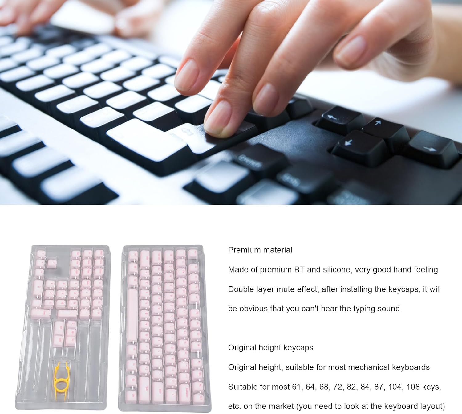 PBT Keycaps, 113 Keys Original Height Mechanical Keyboard Keycaps Professional DIY Keyboard Keycaps Practical Keyboard Accessories ()
