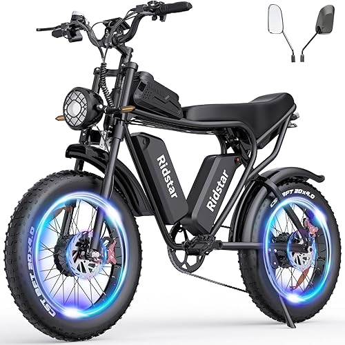 Electric Bike for Adults Q20, 2000/1500W, 37/30MPH,52V 40AH,48V/20AH E-Bike,30-180 Miles Electric Motorcycle, 20" Fat Tire Dirt Bike, UL2849 All Terrain for Mountains, Snow, Sand, Road