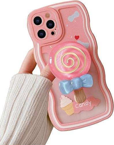 Miniatura 8 de Funda compatible con iPhone 11 de 6.1 pulgadas, bonita funda de TPU suave y transparente con forma de marco ondulado y anillo de caramelo,