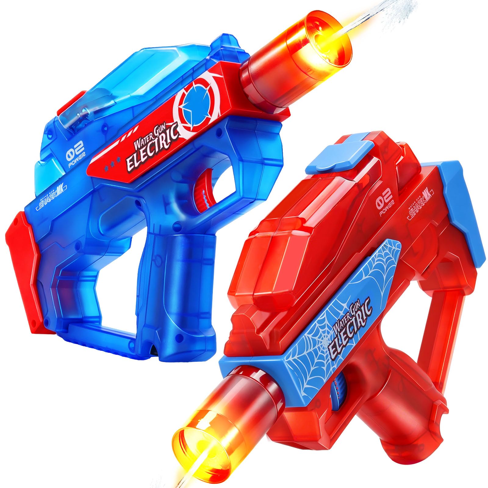 2 Pack Electric Water Guns for Kids & Adults, Rechargeable Water Pistol with LED Lights, Powerful Automatic Water Gun, Squirt Guns for Beach, Pool Party & Summer Outdoor Water Fighting Toys