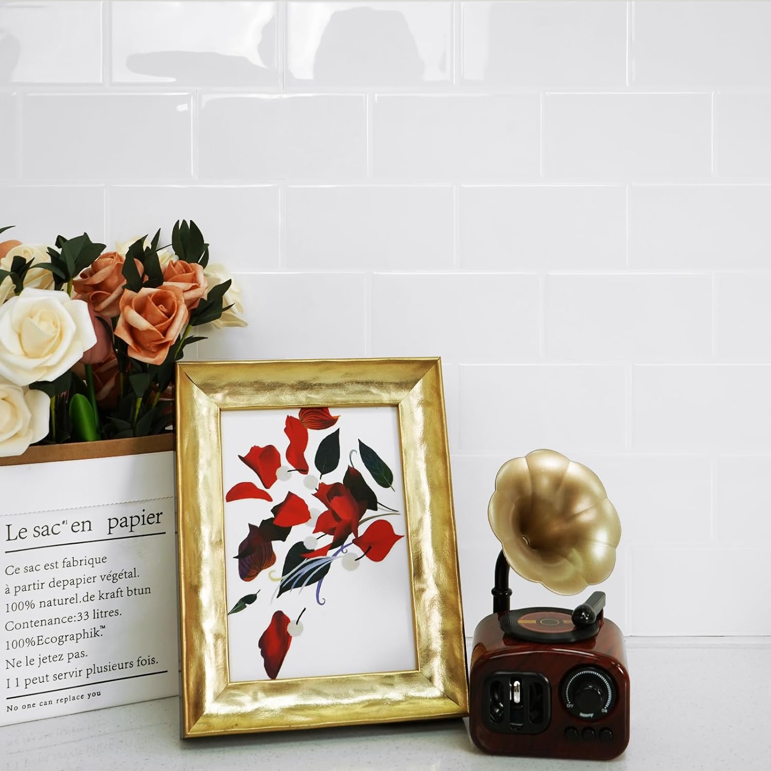 STICKGOO 10-Sheet Thicker Design Peel and Stick Subway Tile, Stick on Tiles Backsplash for Kitchen & Bathroom in White