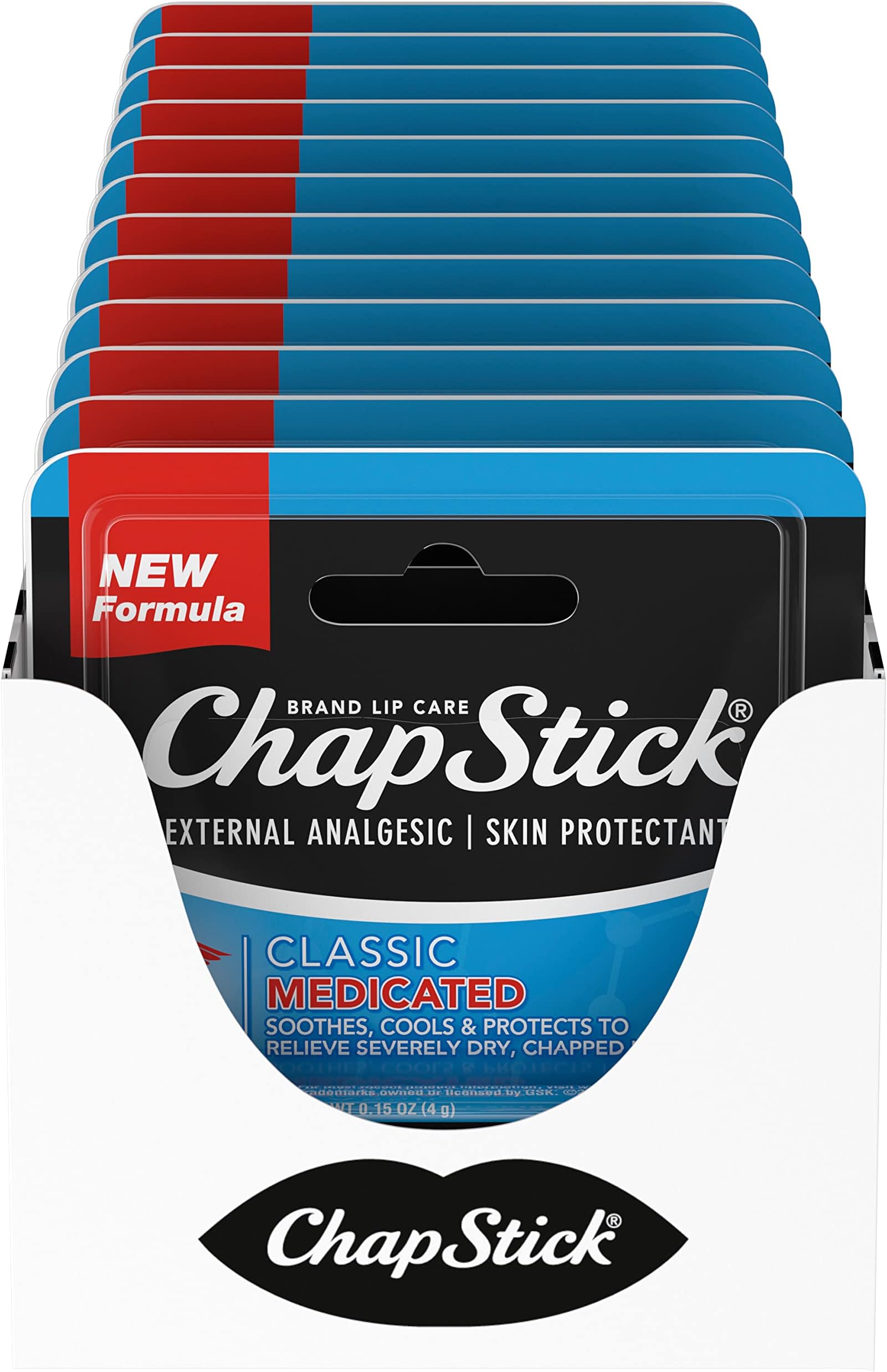 Classic Medicated Lip Balm Tubes, Chapped Lips Treatment and Skin Protectant - 0.15x12 Oz
