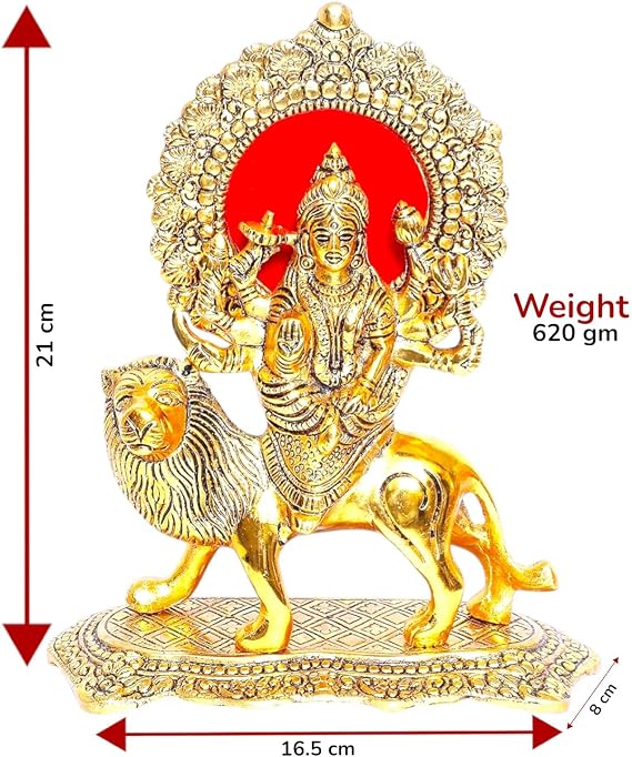 KridayKraft Durga Maa Murti,Shero vali ma Metal Statue for Navratri Pooja,Temple Pooja,Decor Your Home & Office,Religious Idol Gift Article,Showpiece Figurines...
