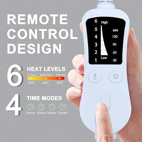 Miniatura 5 de Almohadilla térmica extragrande, almohadilla térmica eléctrica de 40 x 20 pulgadas, alivia el dolor de espalda, 6 ajustes de calor rápido (86 F-149