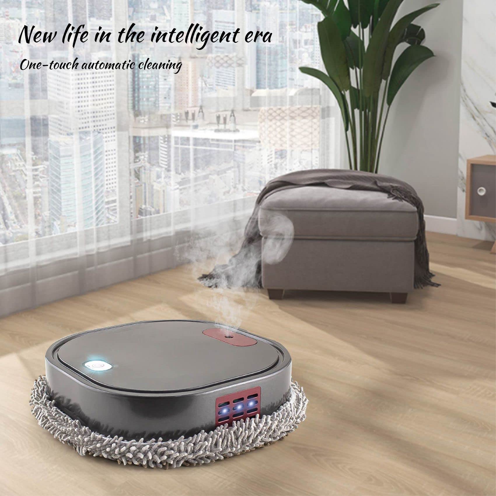 Spazzatrice elettrica automatica per pavimenti, 1500 mAh, con macchina a spruzzo, robot