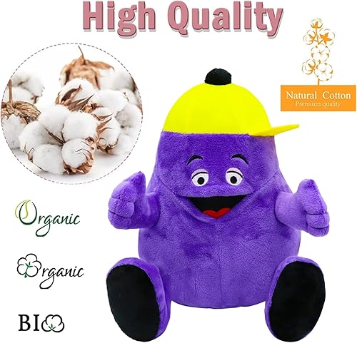 Miniatura 5 de Grimace - Peluche de 10 pulgadas para fanáticos, sombrero amarillo, muñeco de peluche lindo y suave para niños y adultos (A-morado)