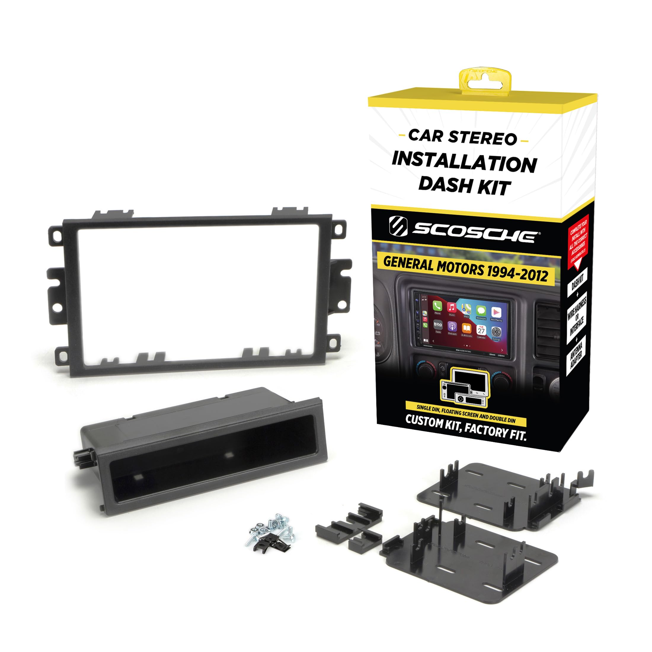 Scosche GMT2049AB Double DIN & DIN+Pocket Dash Kit Compatible with Select 1992-12 GM and Import Vehicles Black