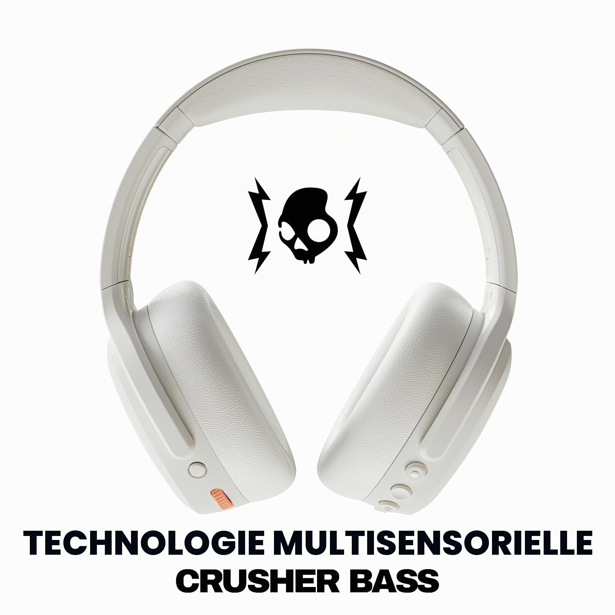 Skullcandy Crusher ANC 2 Casque Circum-Auriculaire Bluetooth sans Fil, Câble USB-C Supplémentaire, Basses Multisensorielles, Suppression Active du Bruit, 60 Heures d’Autonomie - Blanc | Multi-Sensory Crusher Bass, Over-Ear Fit, Bluetooth, 60 heures Batter