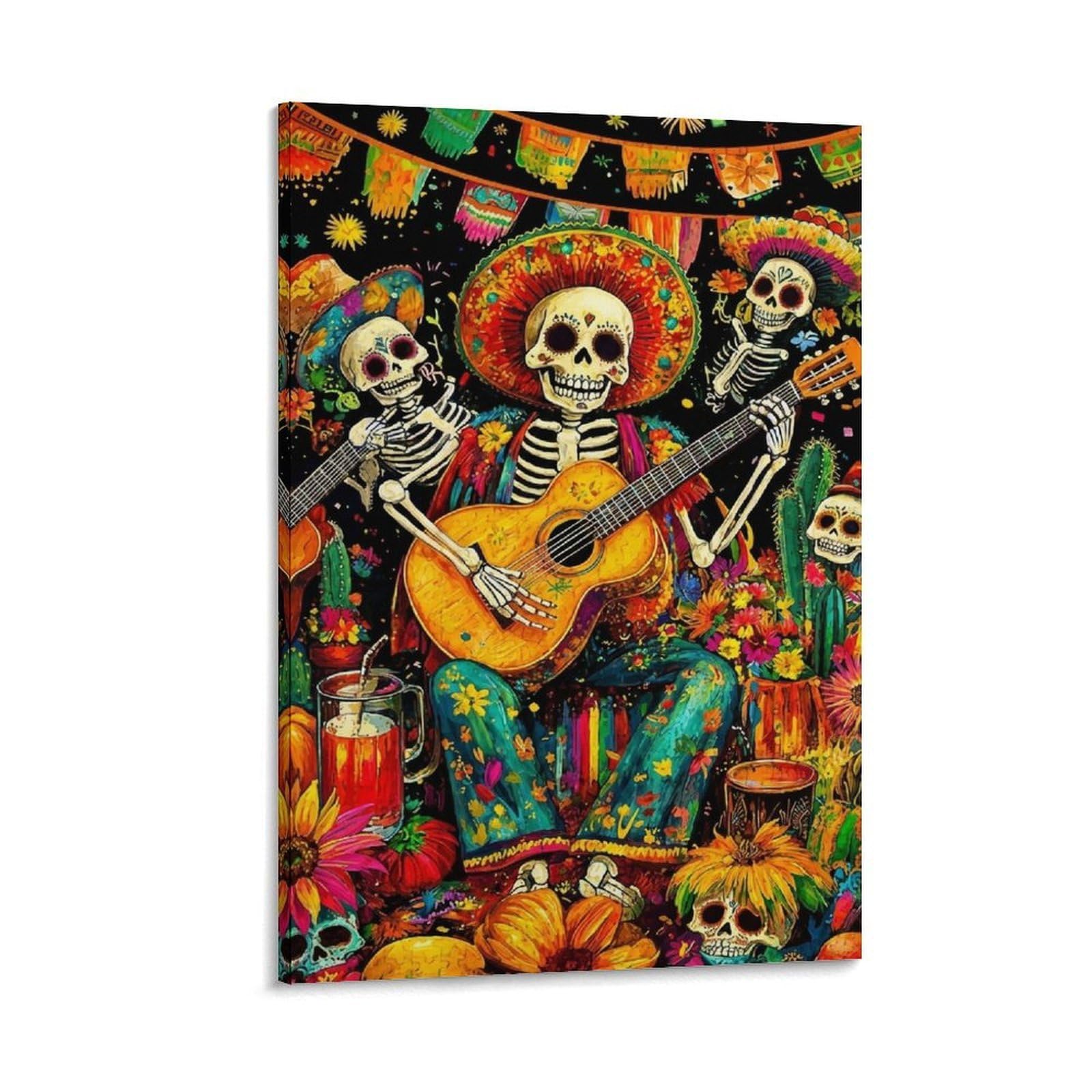 DHBANEIOK Day of The Dead Art Poster Artwork Giclee Canvas Prints Modern Canvas Wall Art Picture Wall Hanging for Office Gym Living Room Decor 24x36inch(60x90cm)