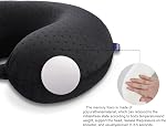 Oreiller noir en mousse de mémoire de cou de voyage Oreil pour l'avion et la tête de soutien Soft Portable U forme de cou oreiller pour avion, voiture & Utilisation au bureau