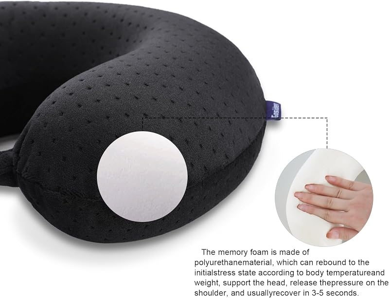 Gosider Memory Foam Utazópárna - Fekete U-alakú Nyakpárna Repülőre, Autóba és Otthoni Használatra - Mosható, Puha Memóriahabos Fejpárna
AI:
