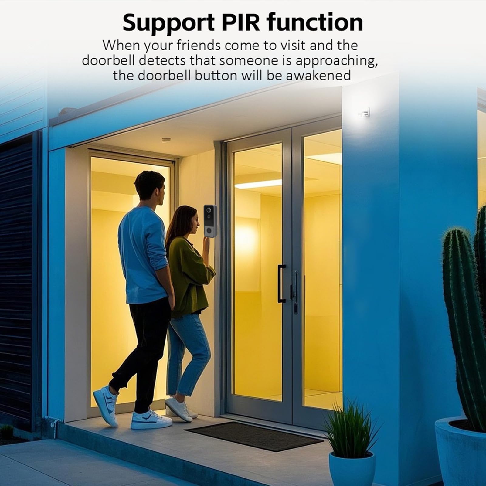 Timbre con Vídeo Inteligente, Timbre con Vídeo WiFi, con Inalámbrico con Visión Nocturna en Color Full HD, Conversación Bidireccional para Seguridad del Hogar