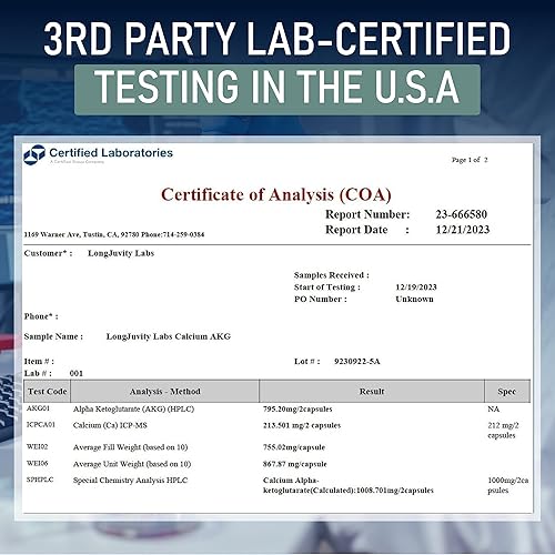 Miniatura 4 de LongJuvity - Suplemento AKG de liberación temporal de alfa-cetoglutarato de calcio (1,000 mg por porción), salud intestinal, salud ósea,