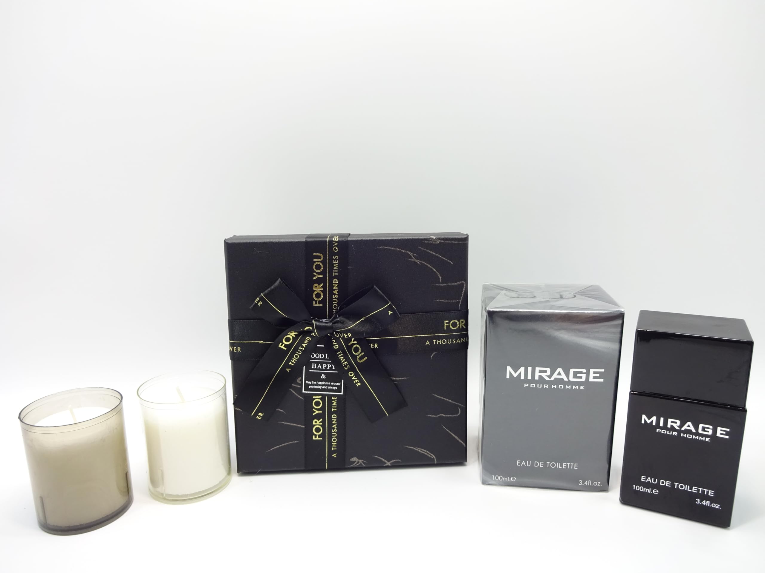 Luksusowy zestaw upominkowy dla niego, Mirage 100 ml EDT dla mężczyzn, 2 świece z uchwytem