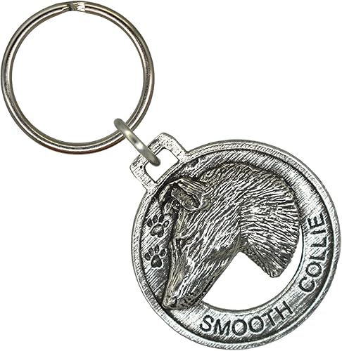 Llavero de perro hecho a mano en anillo, 100 razas diferentes, peltre antiguo, fabricado en Estados Unidos