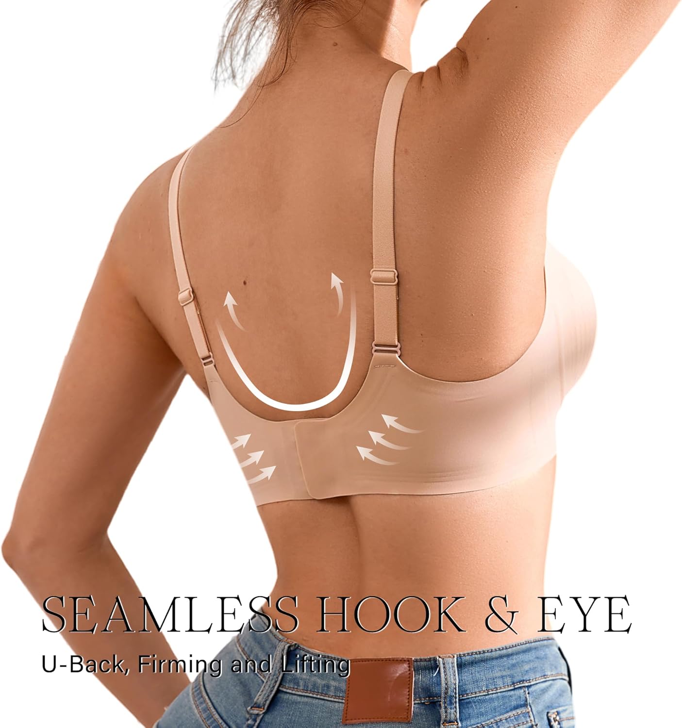 DEANGELMON Scalloped V Neck Wireless Bras for Women Seamless No Underwire Full Coverage Push Up Bras Soft Comfort Bralettes - Image 3