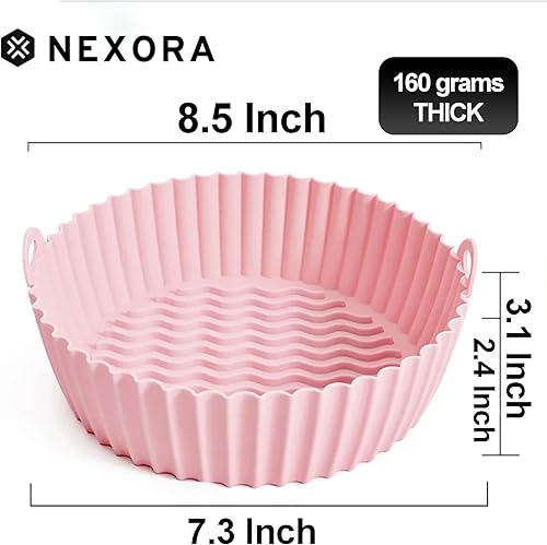 Miniatura 2 de Paquete de 2 forros de silicona de 8.5 pulgadas para freidora de aire, cesta de silicona reutilizable resistente al calor, fácil limpieza, freidora