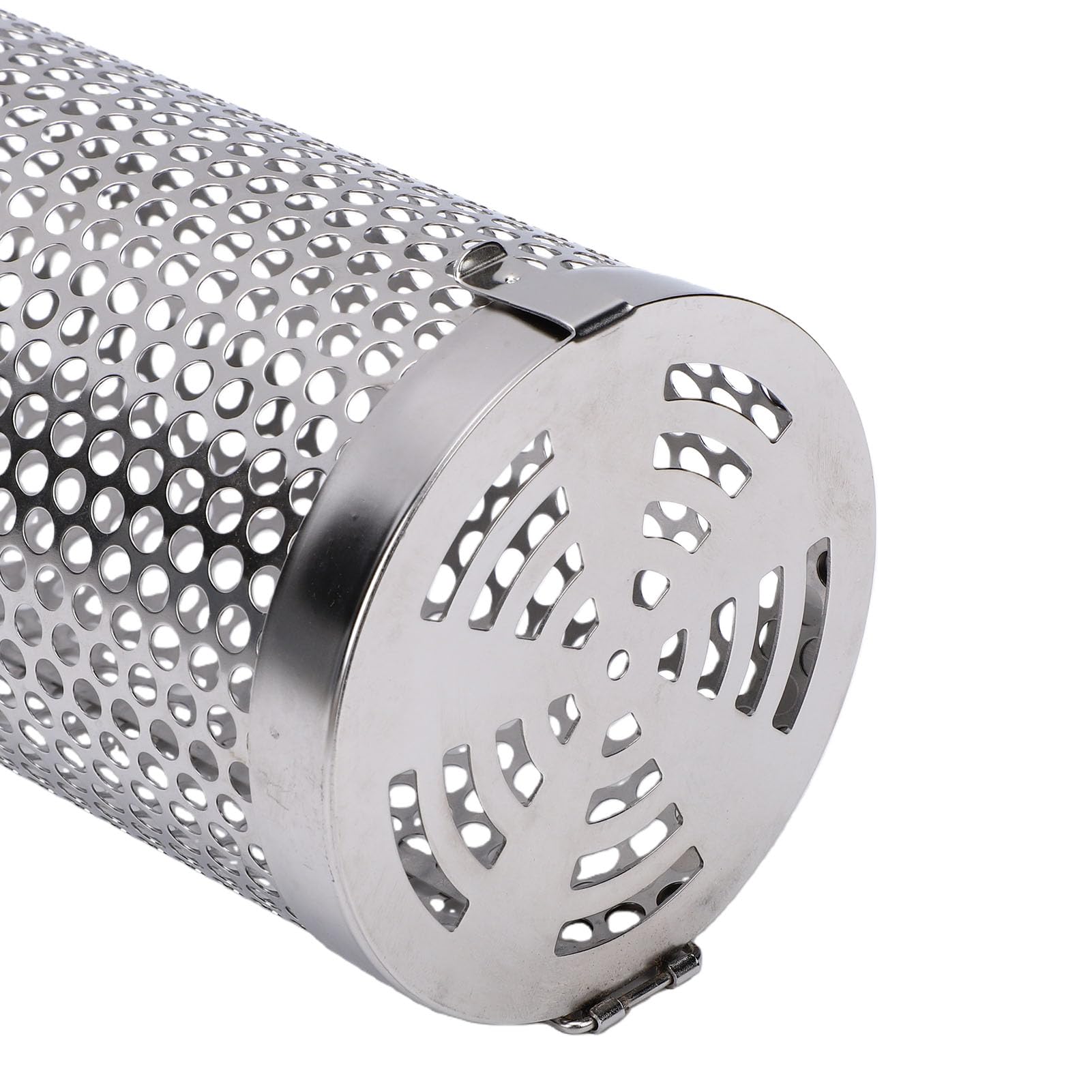 Cestello per Griglia Rotante, Confezione da 2, in Acciaio Inox 304, con Cilindro a Rete, per Griglia, Tubo per Barbecue, con Coperchio Incernierato, per Verdure, Pesce, Car