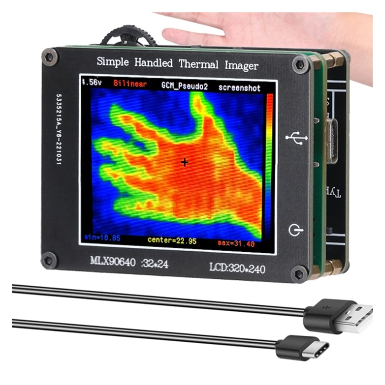 Termocamera -40℃ sensore infrarosso da 24 x 32 Pixel a 300℃ risoluzione LCD a 2,8 Pollici dell'esposizione 240X320,Chiarezza Termica Migliorata