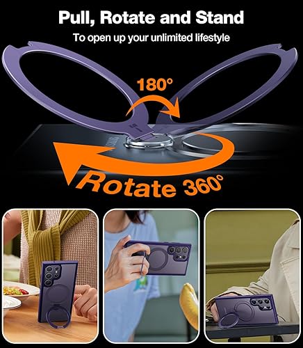 Vista 3 de TORRAS Soporte Magnético Giratorio de 360° para Funda Samsung Galaxy S24 Ultra, Compatible con Magsafe, Resistente a Golpes de Grado Militar Funda