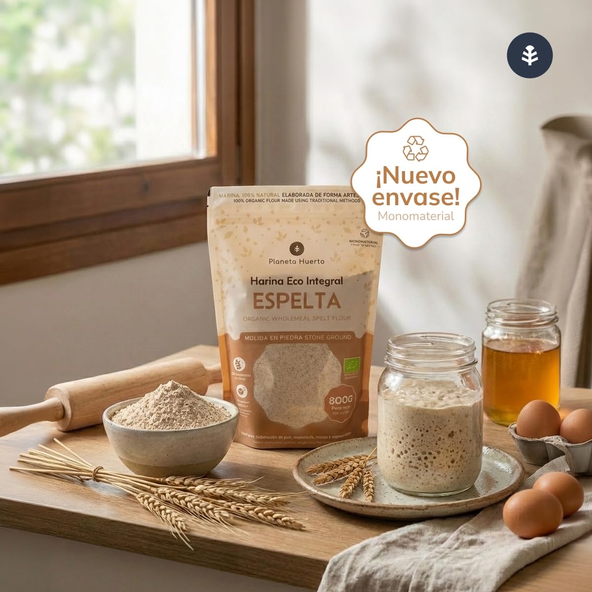 Harina Integral de Espelta Eco 800 g – Ecológica, Rica en Fibra y Nutrientes