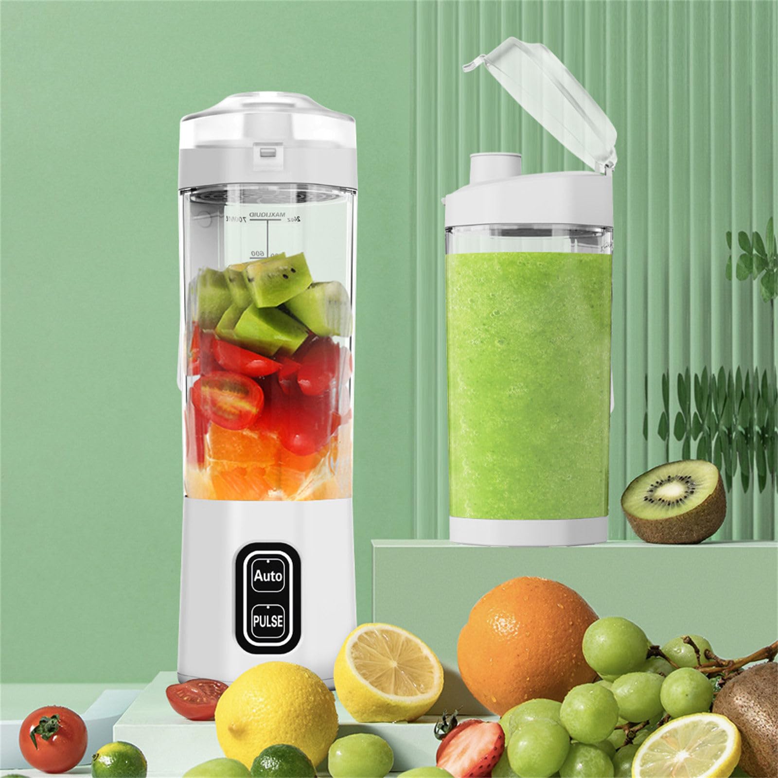Mélangeur portable 200 W pour shakes, 6000 mAh, rechargeable, tasse de presse-agrumes de 600 ml pour la cuisine, le bureau, rechargeable pour les voyages, la salle de sport, le bureau, la fabrication
