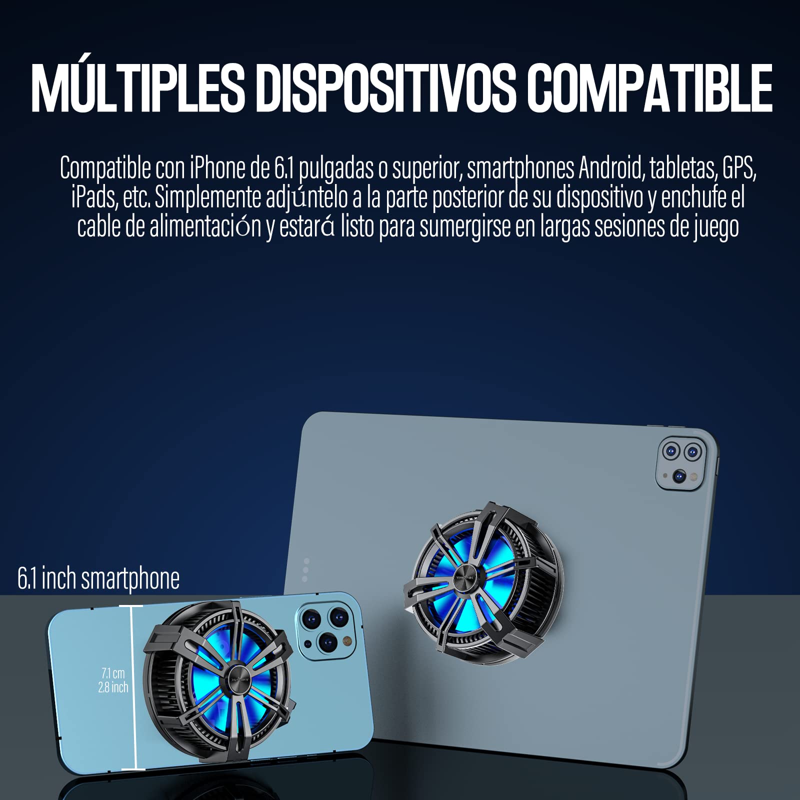 TRILINK Ventilador Movil, Enfriador de teléfono/tableta, Refrigerador para Movil Magnético para iPhone/Android Smartphone/iPad, Phone cooler - iPhone12 y 13 MagSafe - Radiador de teléfono para Gaming