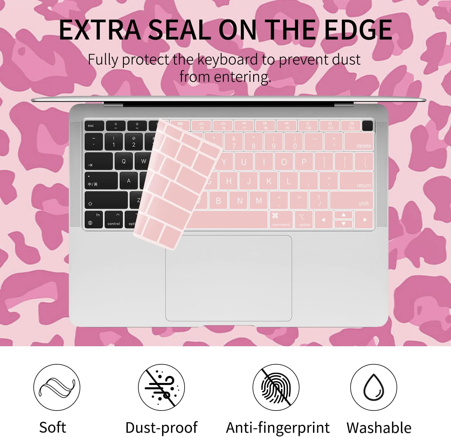 Seorsok Compatible with MacBook Air 13 Inch Model A1932 A2179 M1 A2337 Touch ID Release 2020 2019 2018 Plastic Hard Shell Case Protective Cover with 2 Pieces Pink Keyboard Cover Leopard Print
