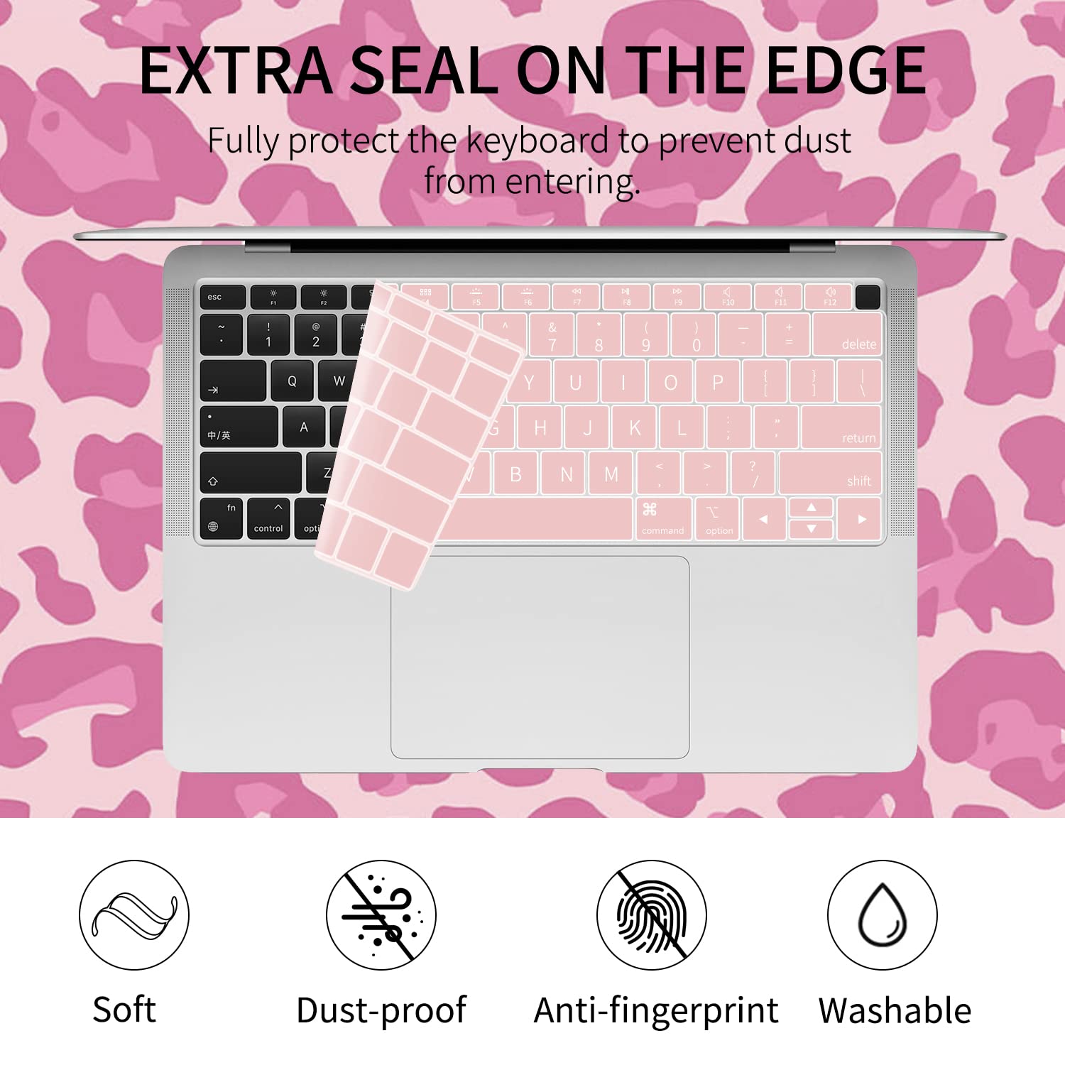 Seorsok Hard Shell Case For MacBook Air 13 Inch (2020-2018 M1/A2337/A2179/A1932) With 2 Keyboard Covers - Black Leopard Print