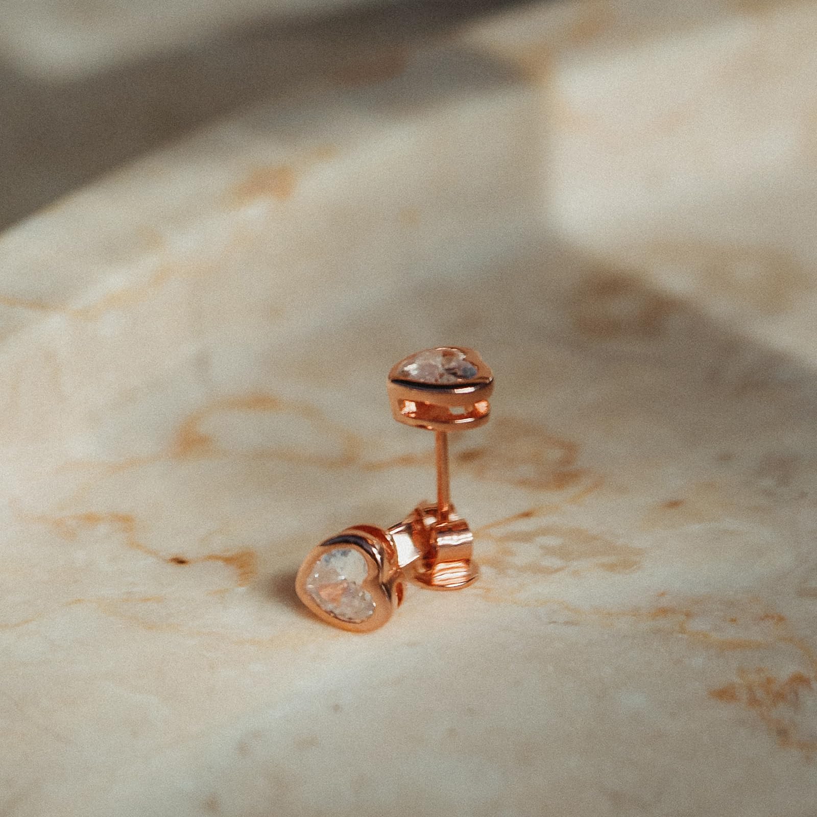 Herz Ohrstecker Rosegold klein Zirkonia Damen Ohrringe Silber 925 vergoldet