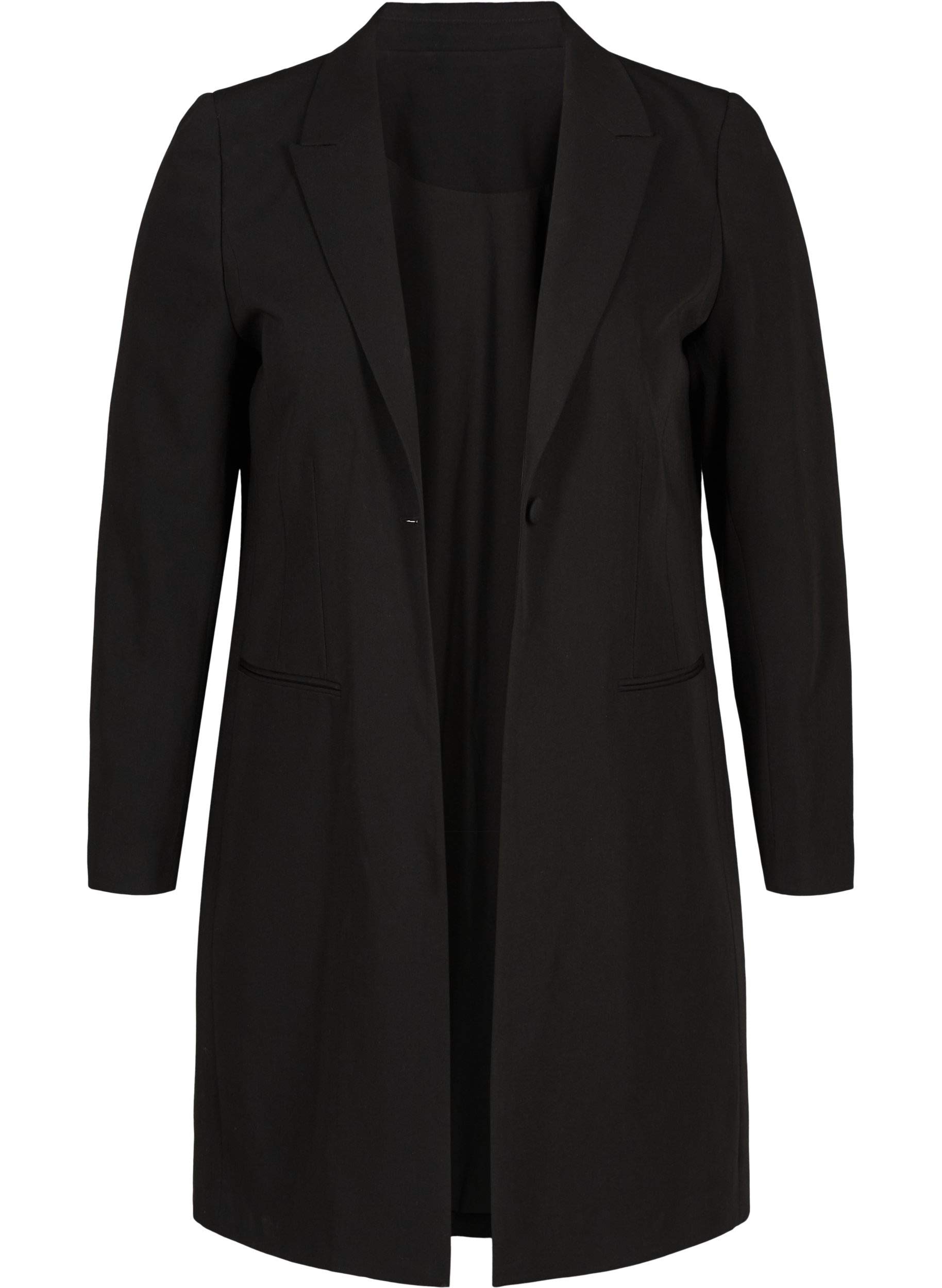 Zizzi Damen Große Größen Blazer Lang Kragen Knopf Gr