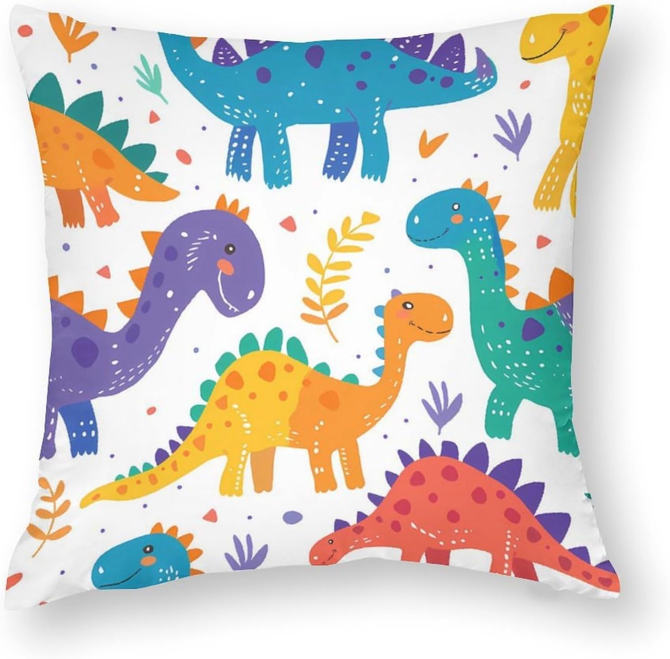 Colorful Dinosaur Printed Throw Pillow Case 4 Pcs Soft Pillowcases Pillows Covers Sofa Bed Decor 12/14/16/17/18/20/22/24/32 Inches