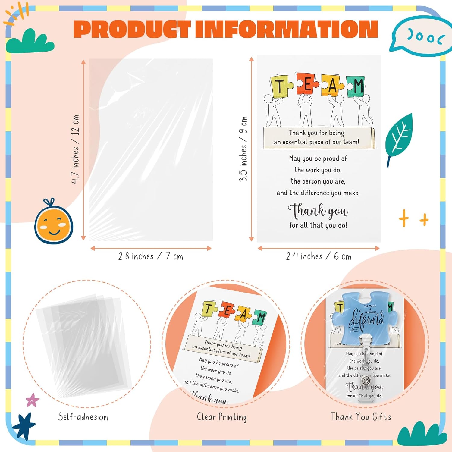 ReliThick 40 Set Employee Appreciation Gifts Bulk, Puzzle Badge Reel Set with Thank You Cards, Retractable ID Badge Holder for Nurse Teacher Staff Team Office Hospital School (Proud of You)