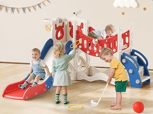 Miniatura 10 de Tobogán para Niños Pequeños, Conjunto de Juegos 11 en 1 para Niños Pequeños Nueva Actualización con Tobogán para Niños, Pizarra de Dibujo, Set de