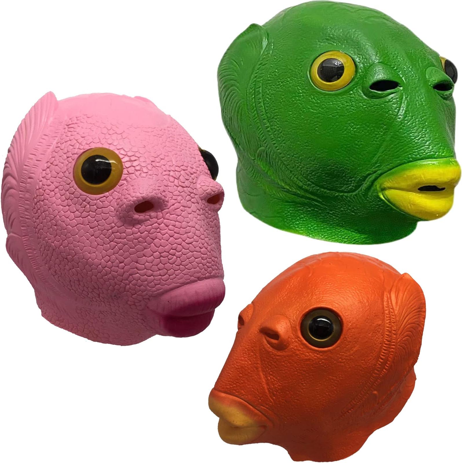 Fish Head Halloween Costume Green Animal Cosplay Prop Latex Mask Set