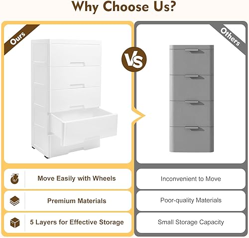 Miniatura 6 de CeRaBuRET Torre vertical apilable de almacenamiento de ropa de 5 cajones, organizador de almacenamiento para aparador de niños, armario de
