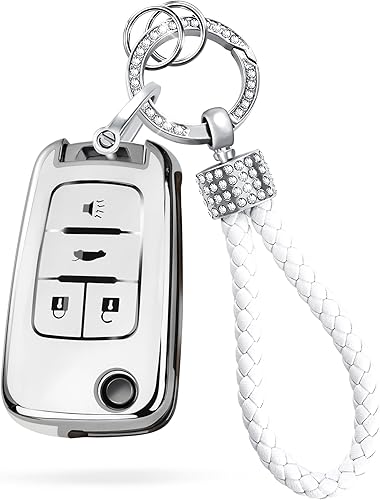 Funda para llavero con llavero de diamante, funda de TPU suave compatible con Equinox Camaro Cruze Malibu Sonic Smart Key Case