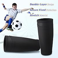 Vista 3 de Hicarer Espinilleras de fútbol, 4 pares de espinilleras flexibles de fútbol, soporte de rendimiento, soporte de poliéster con bolsillo para deportes