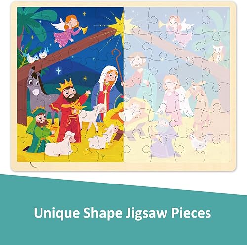 Miniatura 2 de MoinKidz - Rompecabezas de 48 piezas para niños de 3 a 5 años, rompecabezas de Navidad para niños de 4 años, cada pieza es única, rompecabezas de