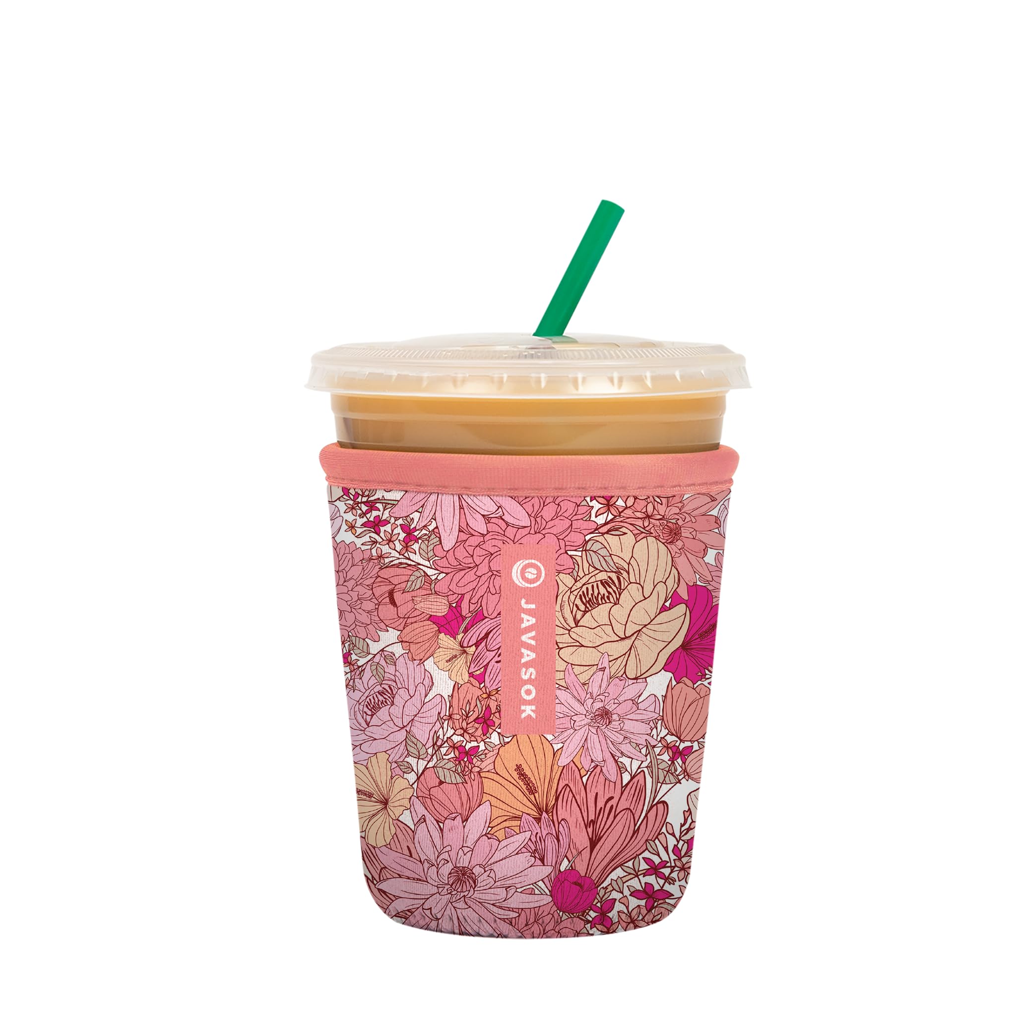 Sok It JavaSok Iced Coffee &amp; Cold Soda Insulated Neoprene Cup Sleeve (Rosy Outlook, Small: 16-20oz)