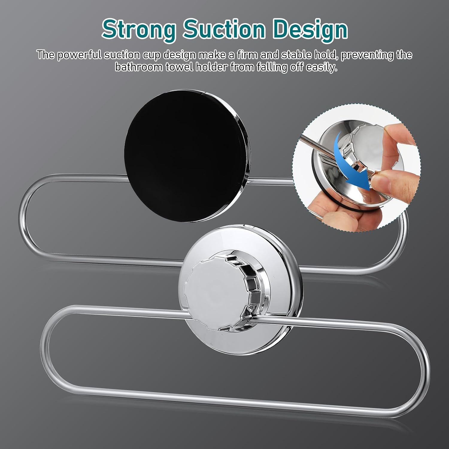 2pcs Suction Cup Hand Towel Ring | Silver Hand Towel Holder | Stainless Steel Rag Ring Hanger for Home Kitchen Bathroom Wall