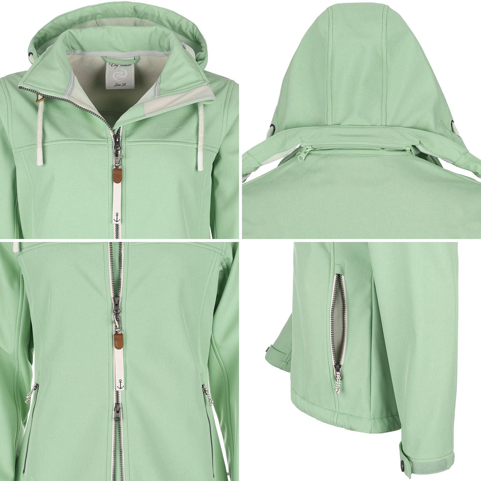 Dry Fashion Damen Softshelljacke Baltrum - Melierte Jacke mit Fleece-Innenfutter