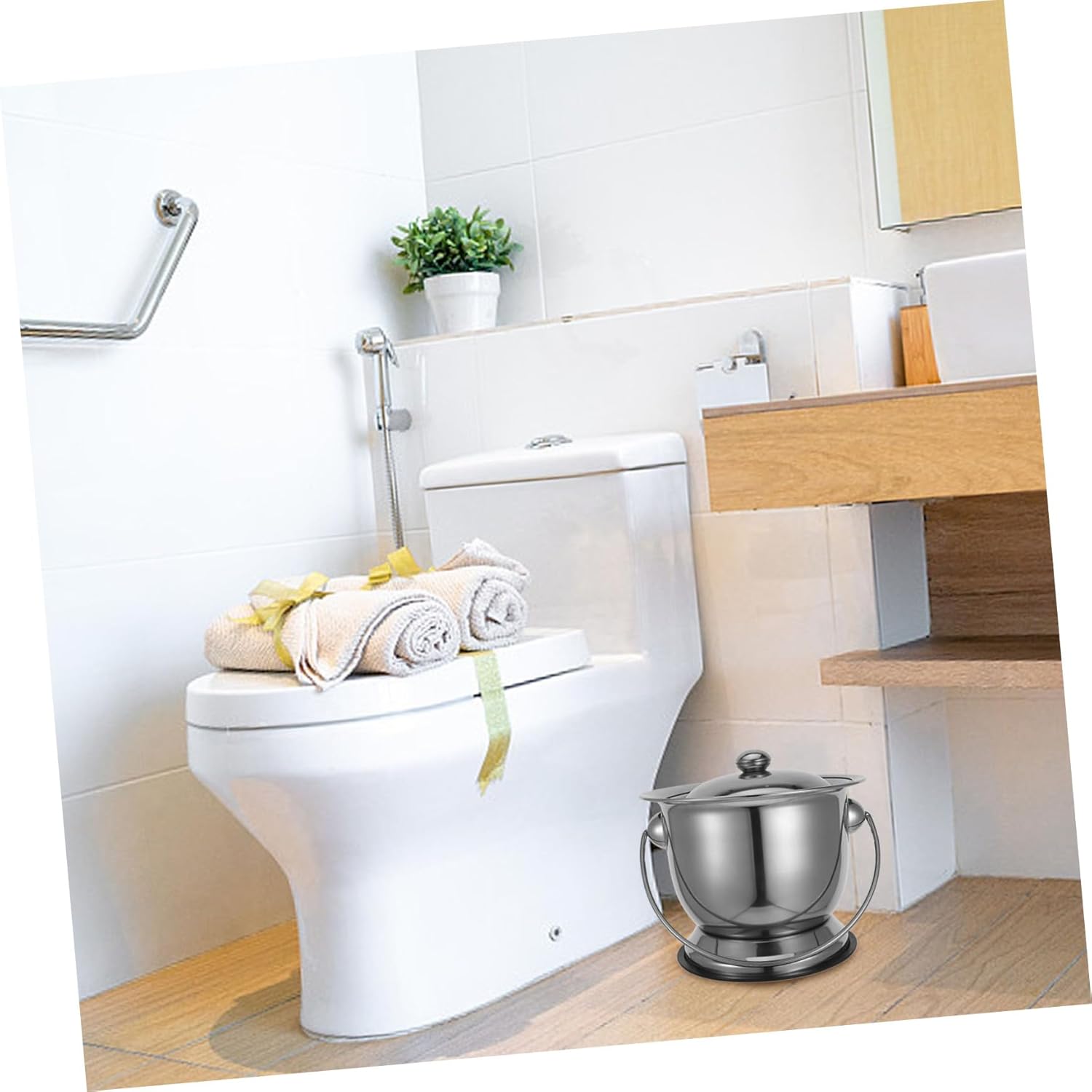 Stainless Steel Pee Bucket Potty Adult Urinal Portable Bathroom for Travel Camping Home Use