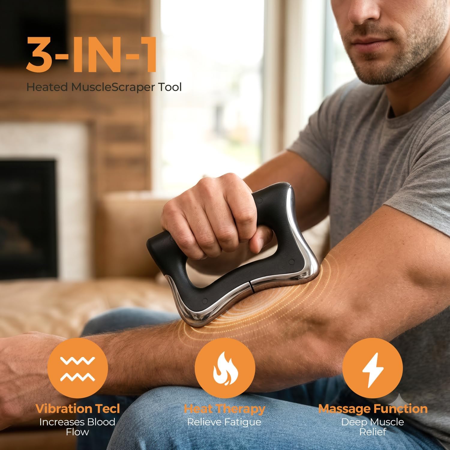 4-in-1 Fascia Release Tools, Electric Muscle Scraper with Vibration & Heat