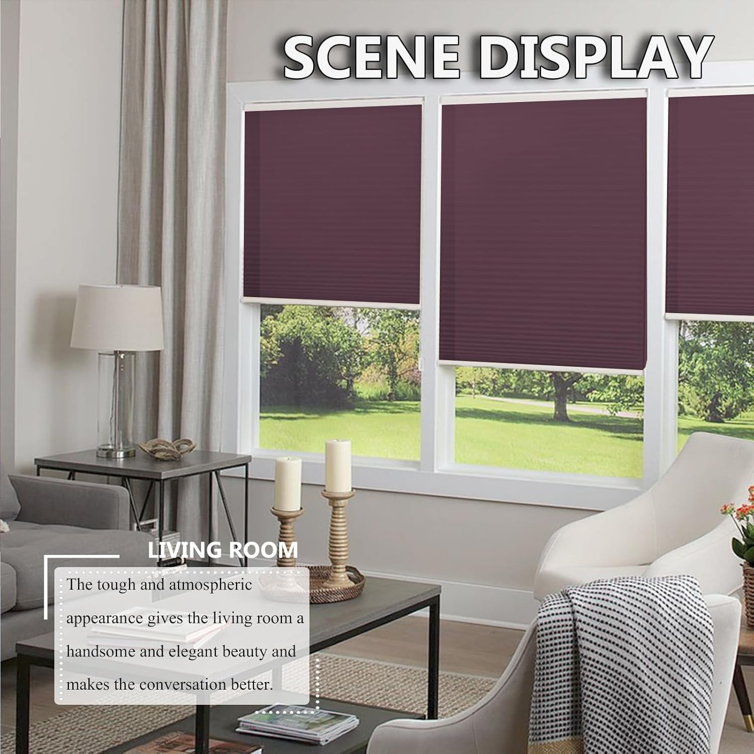 Custom Blackout Cellular Window Shades Cordless Blinds Honeycomb Blinds for Windows, Window Shades Thermal for Home, Room Darkening Cellular Door Blinds for Kitchen Easy to Install(Size:16"W*48"H,Colo