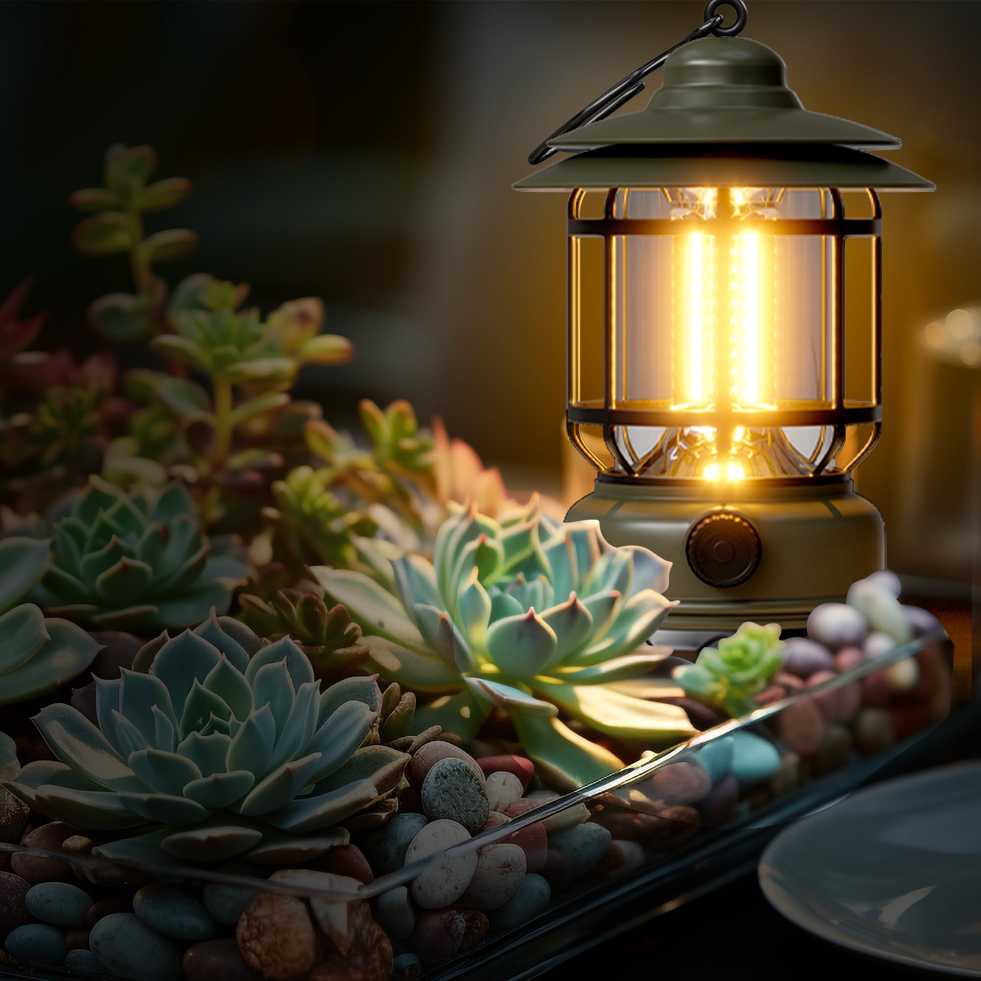 Paquete de 3 faroles LED portátiles de camping de 1500 lm, atenuación sin pasos, ligeros, retro, alimentados por batería, linterna recargable USB, kits de supervivencia, para interiores y exteriores